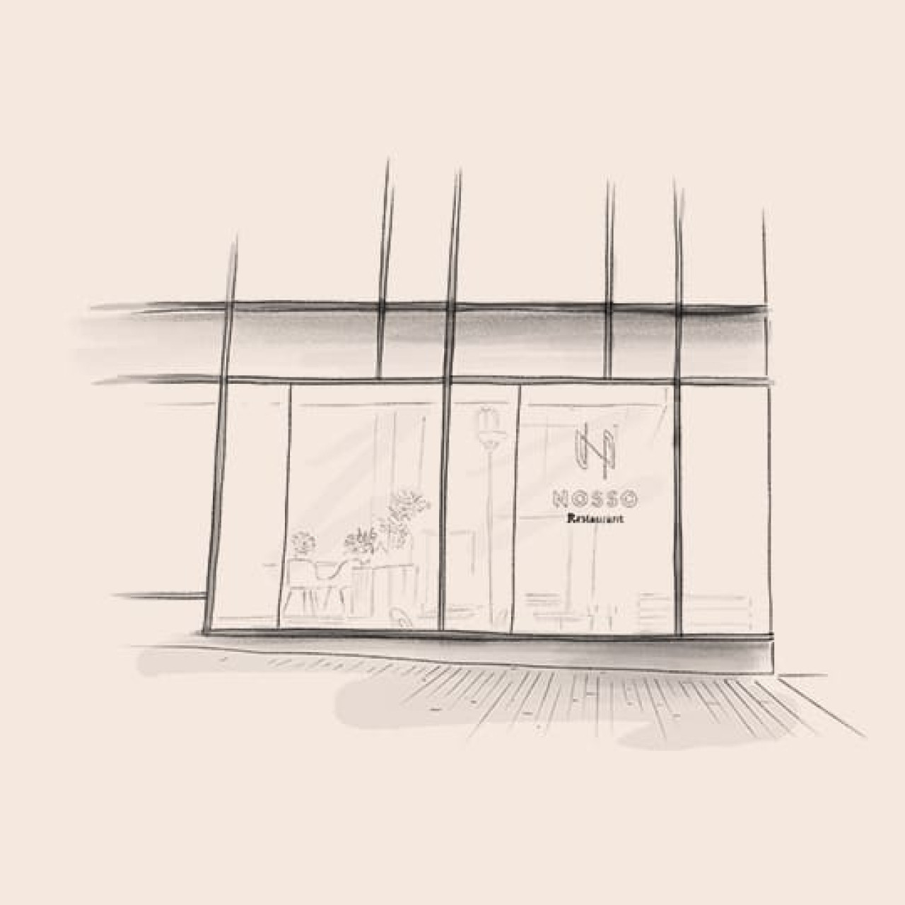 Illustration du restaurant le Nosso à Paris en France Illustration du restaurant le Nosso à Paris en France