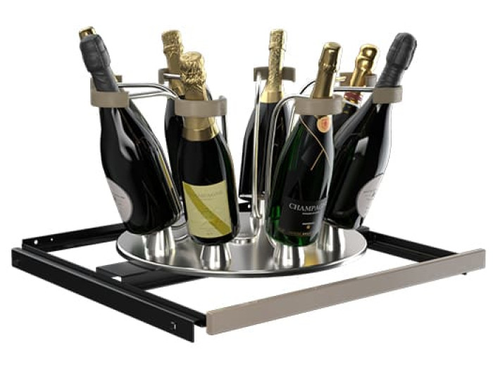 Clayette plateau tournant pour la présentation des bouteilles de champagne finitions luxe de style vasque