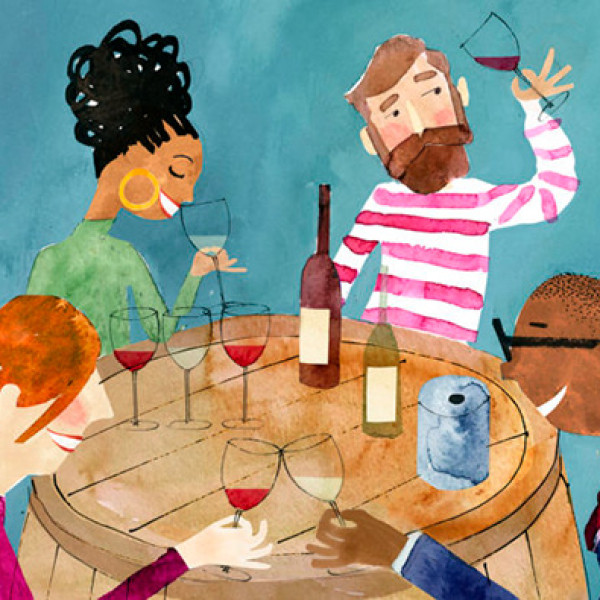 Das perfekte Wine Tasting. Illustration von Ryan McAmis