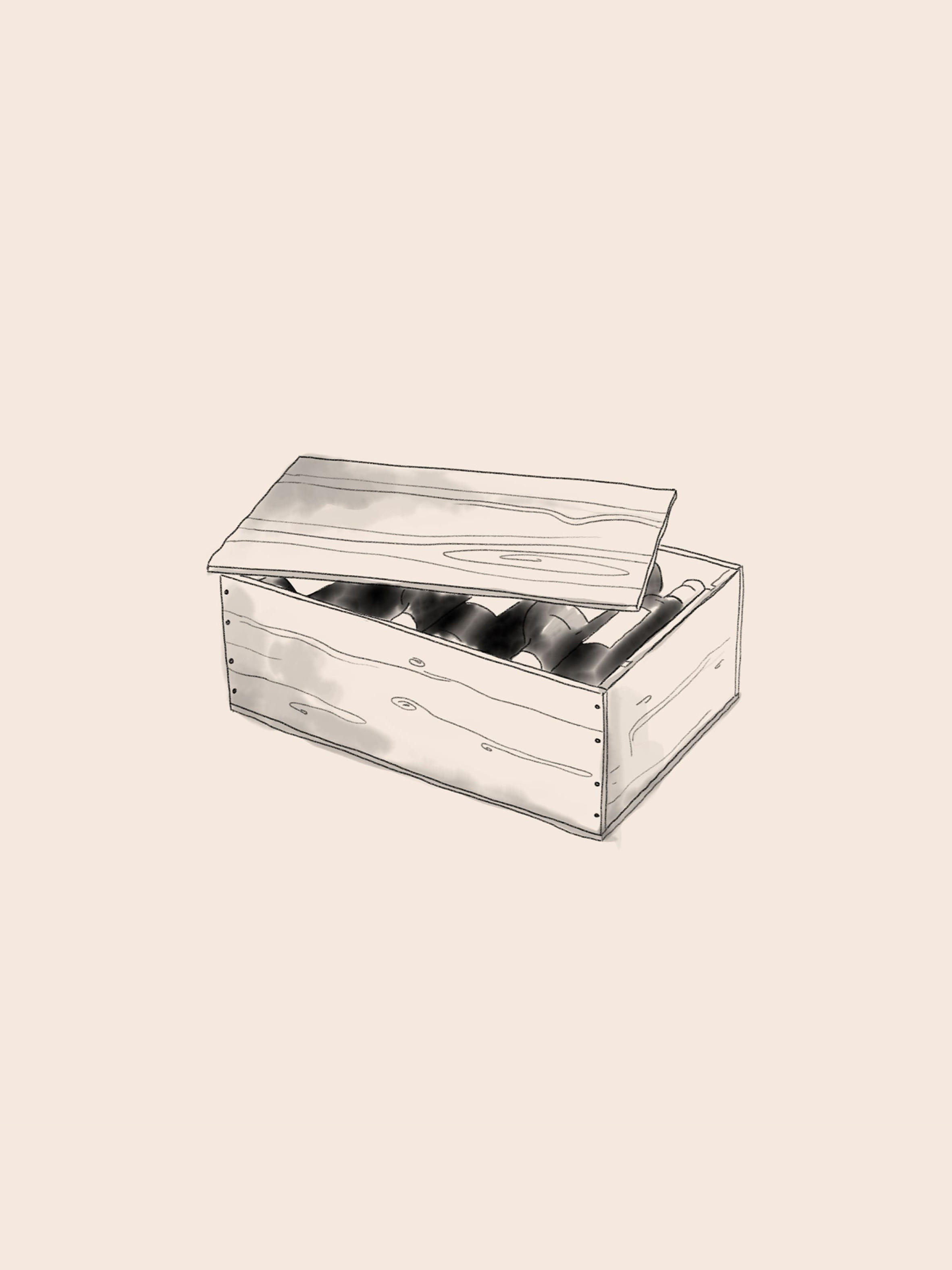 Illustration of a wooden wine box