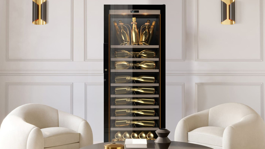 The EuroCave champagne cooler creates ideal conditions for bringing your champagne to a perfect serving temperature and displaying your precious bottles.