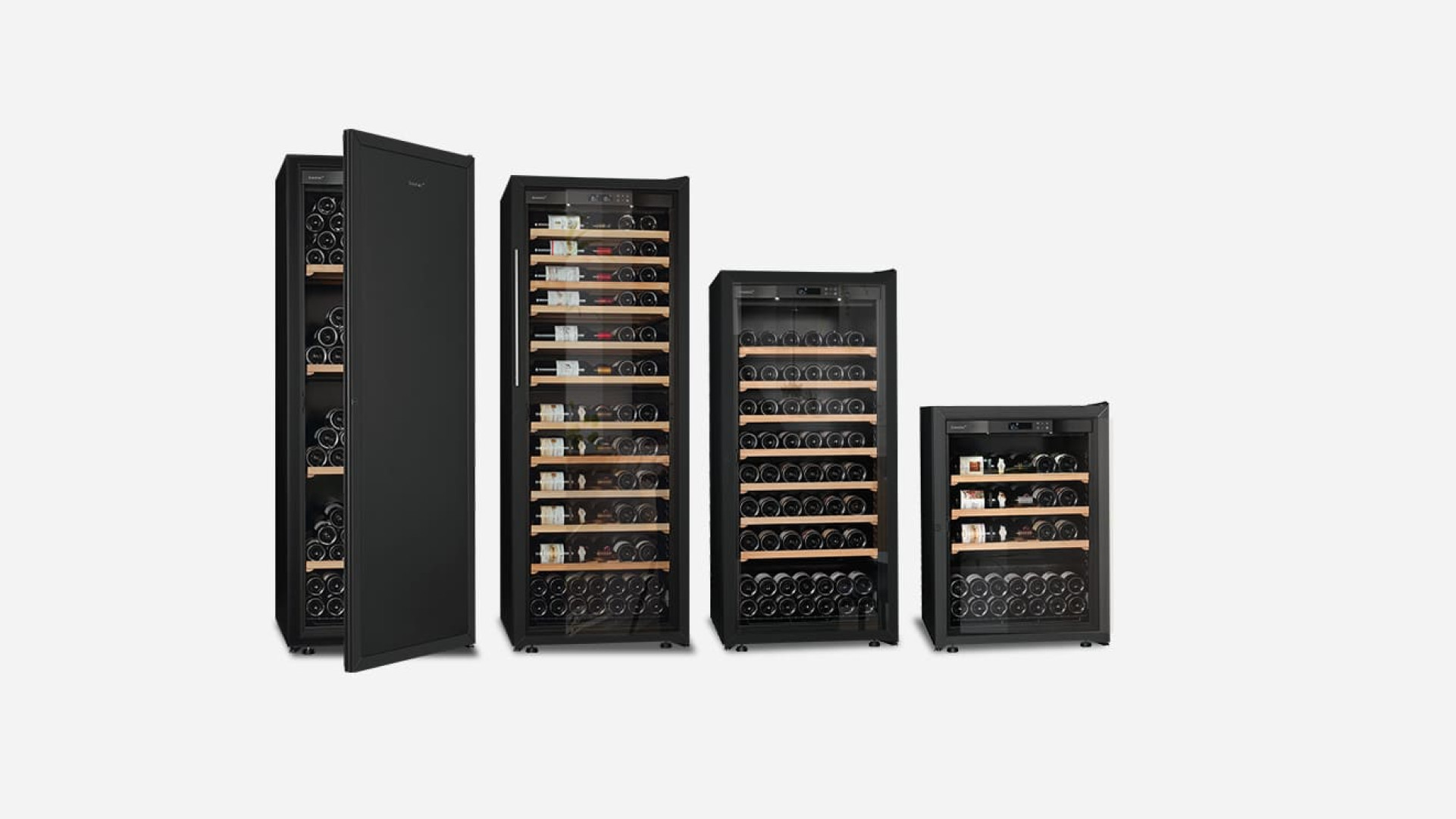 When purchasing the wine cooler, you will have the choice between 2 functions, 4 doors and 3 sizes - La Première EuroCave range