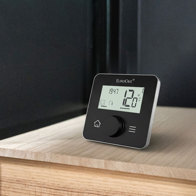 Wine cellar air conditioner with remote control for remote adjustment of temperature and humidity in the room. Wine cellar air conditioner with remote control for remote adjustment of temperature and humidity in the room.