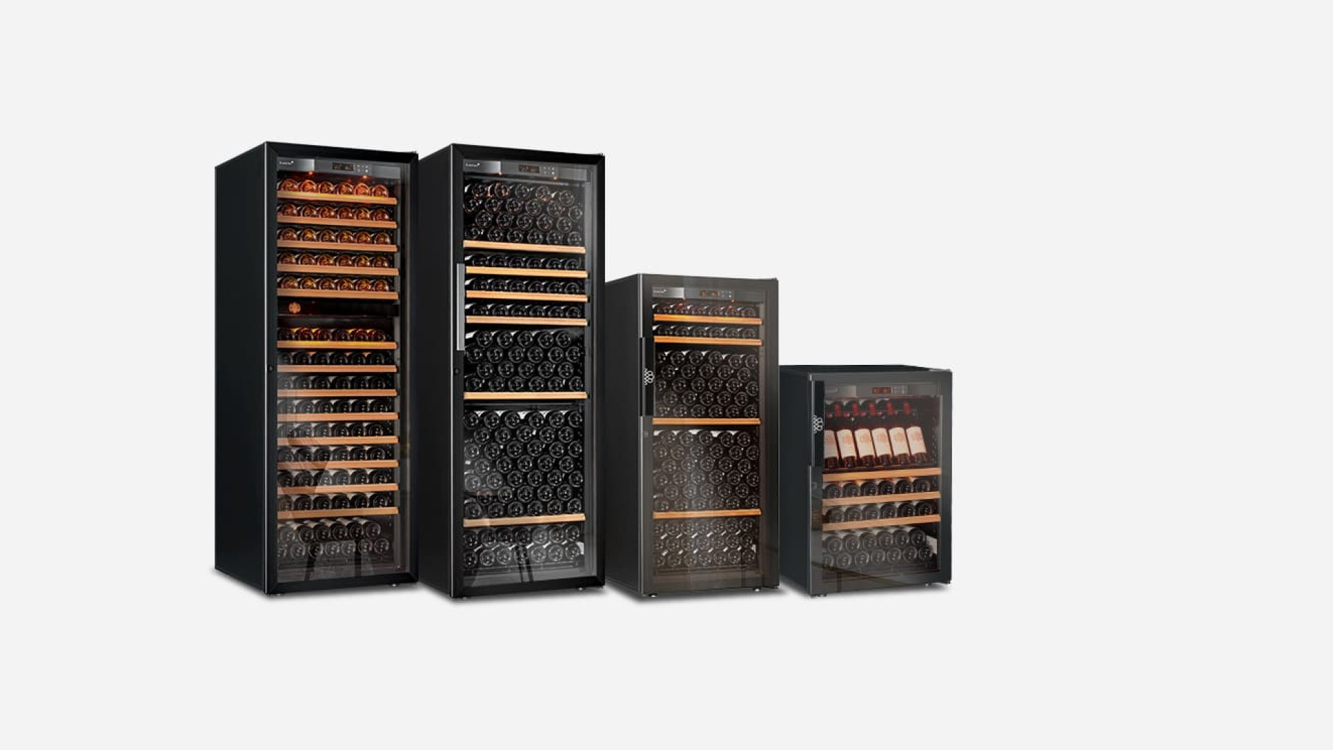 This range of EuroCave wine coolers offers the widest choice of doors, sizes, functions and types of wine storage.