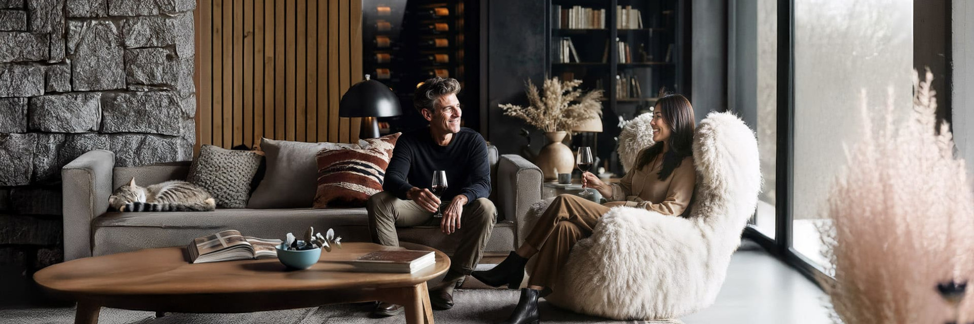 Couple amateur de vin partageant un moment de passion autour d’un verre