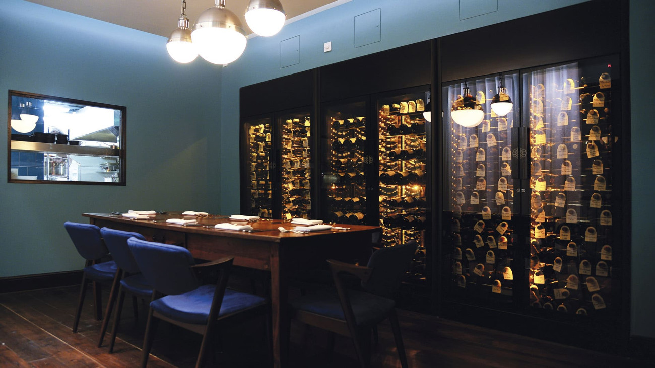 ShowCave wine display cabinet in Cabotte restaurant, photo: Beth Crockatt