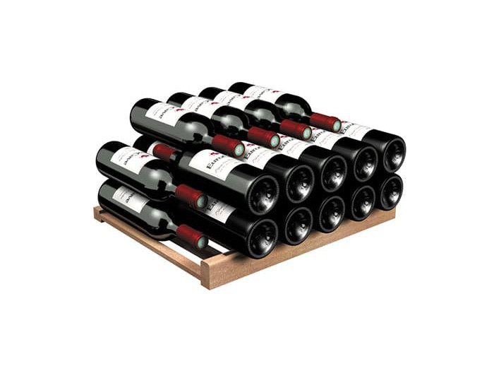 Sturdy wooden storage rack for stacking up to 50 bottles of different sizes.